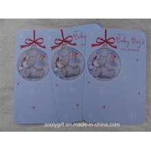 Die-Cut Round Corner Embossed Glitter Christmas Bell Greeting Cards for First Baby